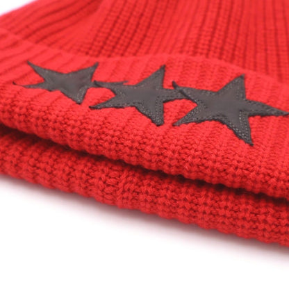 Chrome Hearts Beanie Star Patch Cashmere Vinyl Hat Red — view 5