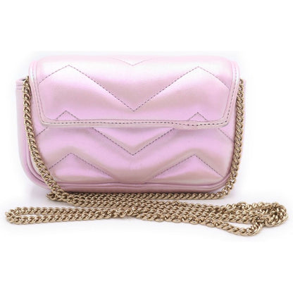 Gucci GG Marmont Mini Leather Chain Shoulder Bag Pink — view 2