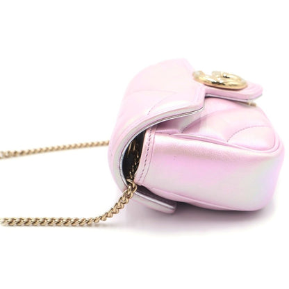 Gucci GG Marmont Mini Leather Chain Shoulder Bag Pink — view 3