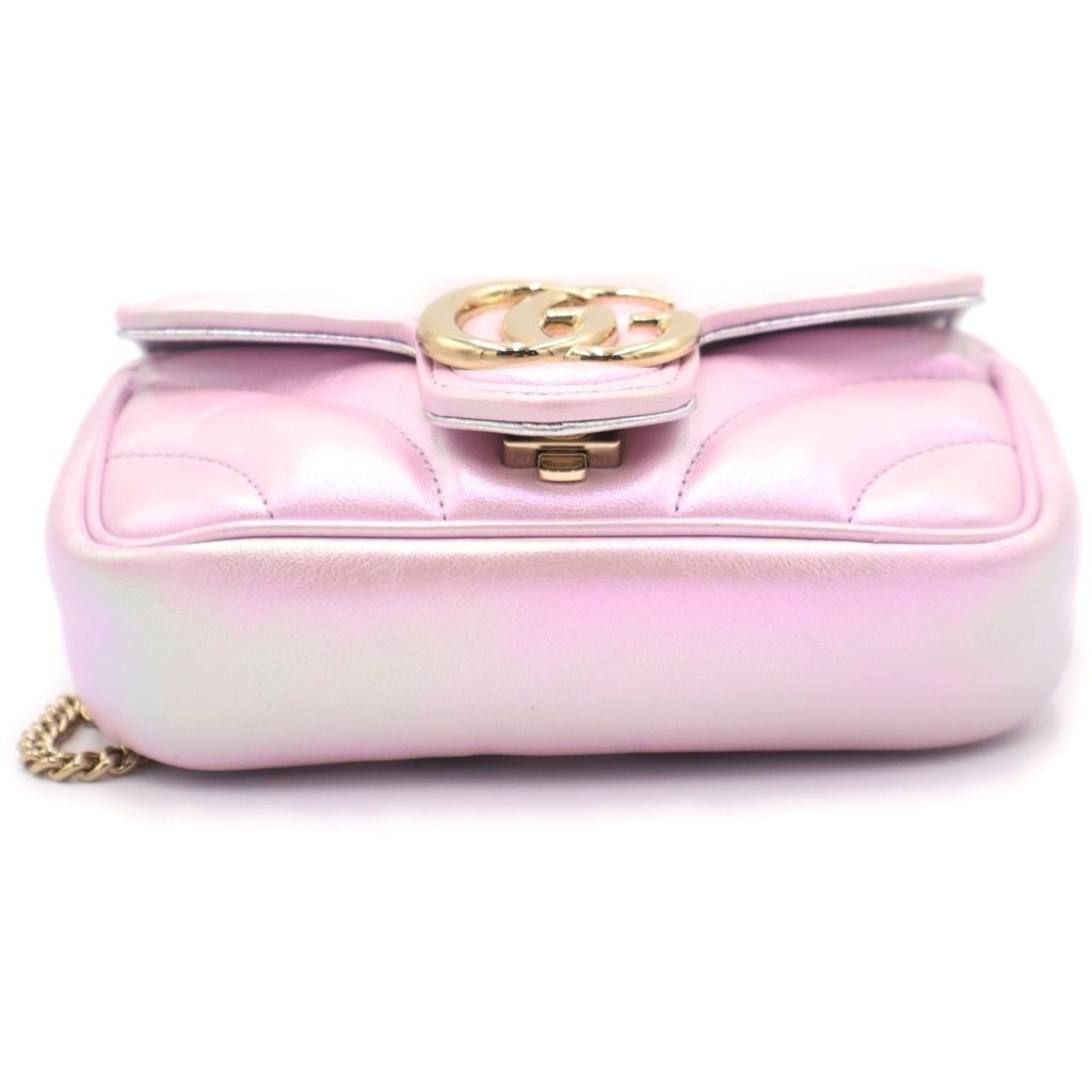 Gucci GG Marmont Mini Leather Chain Shoulder Bag Pink — view 5