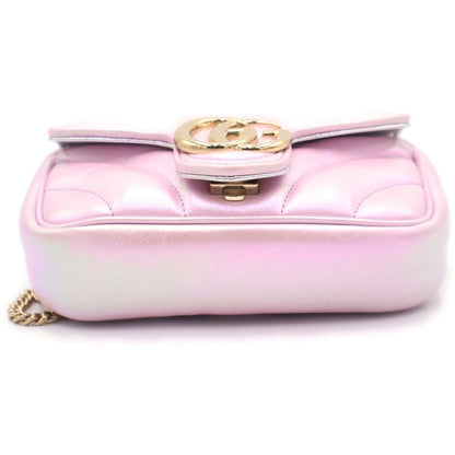 Gucci GG Marmont Mini Leather Chain Shoulder Bag Pink — view 5