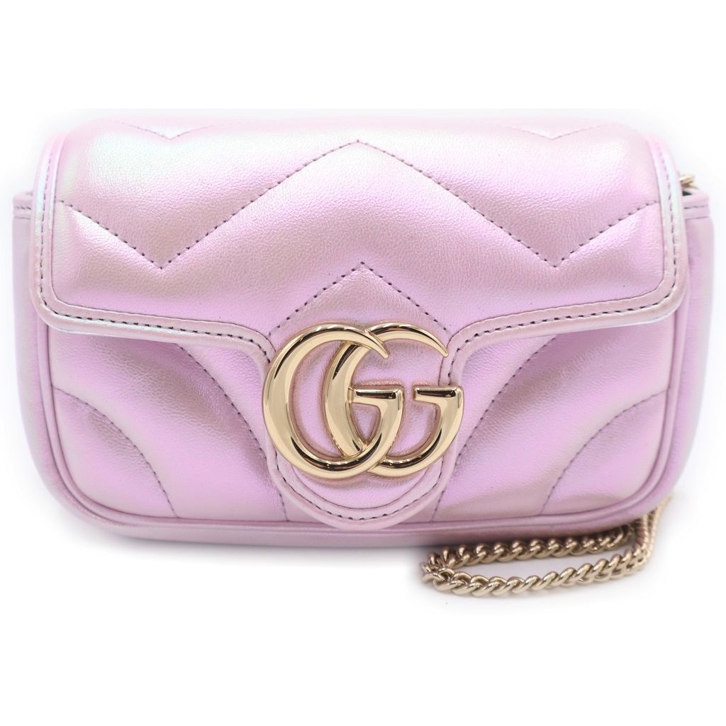 Gucci GG Marmont Mini Leather Chain Shoulder Bag Pink