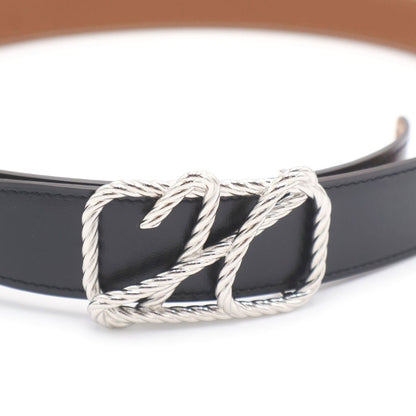 Hermes Cord Buckle Reversible Leather Belt Silver Black Brown — view 5