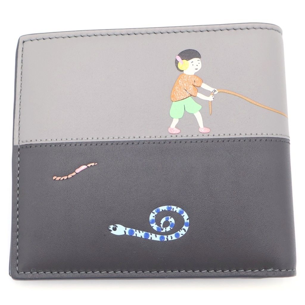 Loewe Suna Fujita Mandragora Bifold Compact Wallet Gray Leather — view 2
