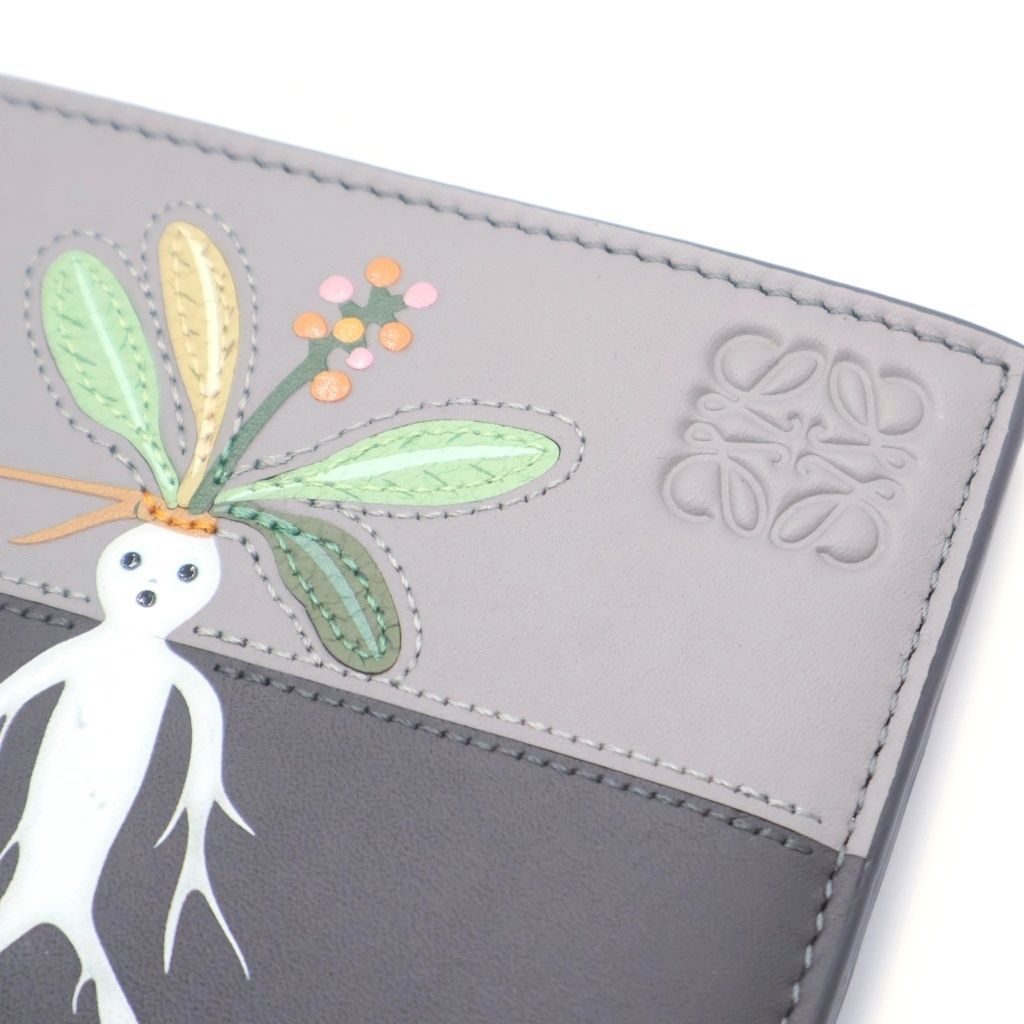 Loewe Suna Fujita Mandragora Bifold Compact Wallet Gray Leather — view 5