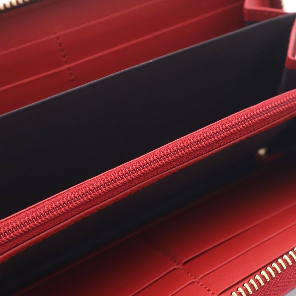 Gucci GG Supreme Bosco Zip Around Wallet Card Case Red Beige Gold — view 4