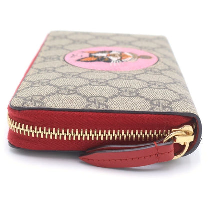 Gucci GG Supreme Bosco Zip Around Wallet Card Case Red Beige Gold — view 3