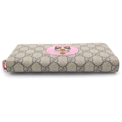 Gucci GG Supreme Bosco Zip Around Wallet Card Case Red Beige Gold — view 6