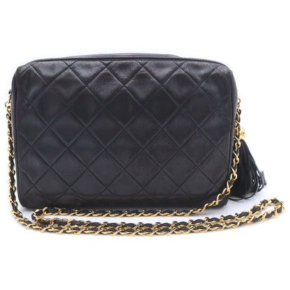 Chanel Quilted Lambskin Leather Cocobol Tassel Chain Shoulder Bag Gold Black — view 2