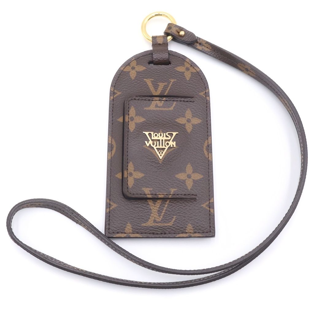 Louis Vuitton Shades Card Holder Monogram Neck Strap Case Brown