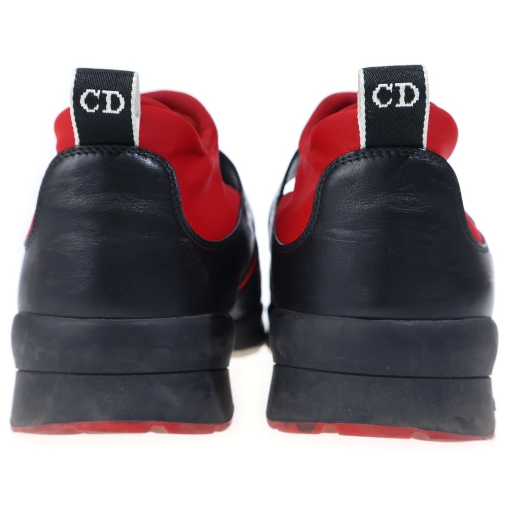 Dior Homme Leather Monk Strap Mesh Low Cut Sneakers Black Red — view 3