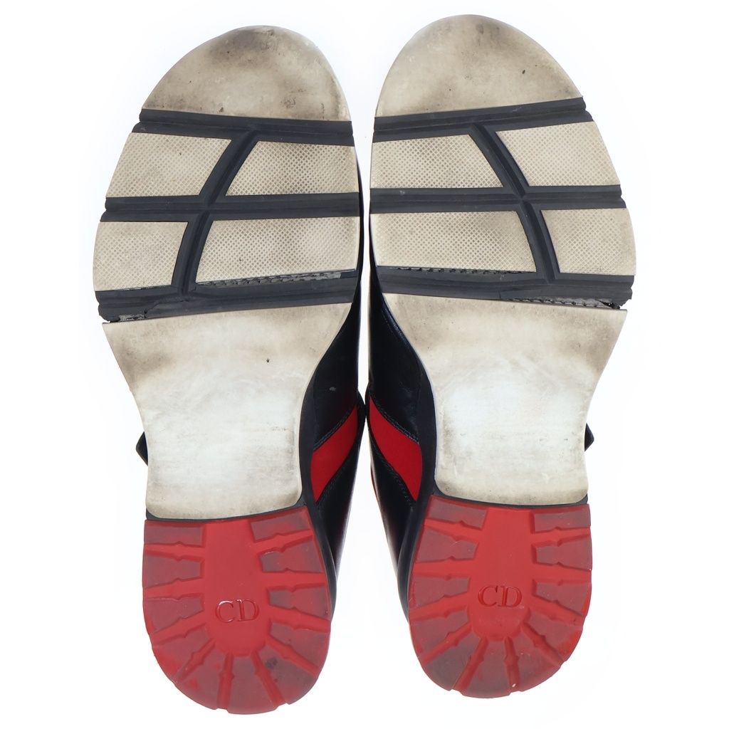Dior Homme Leather Monk Strap Mesh Low Cut Sneakers Black Red — view 5