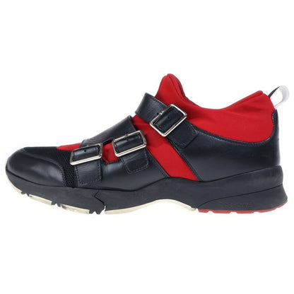 Dior Homme Leather Monk Strap Mesh Low Cut Sneakers Black Red