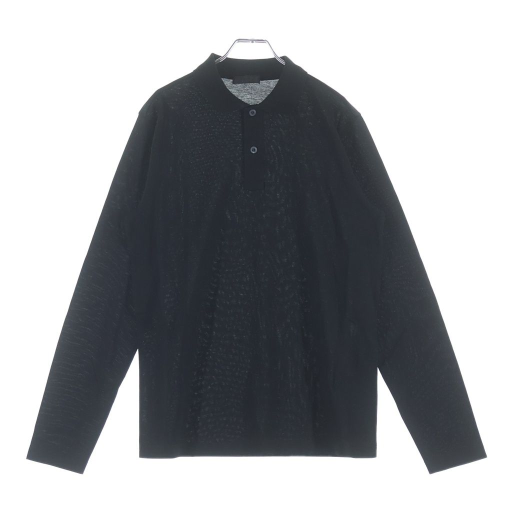 Prada Pique Long Sleeve Polo Shirt Black