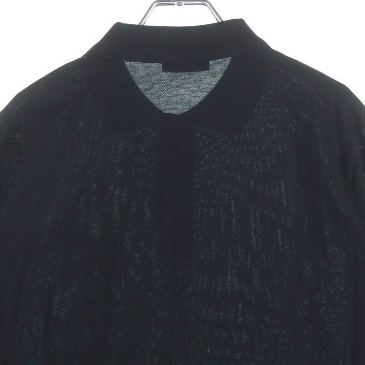 Prada Pique Long Sleeve Polo Shirt Black — view 4