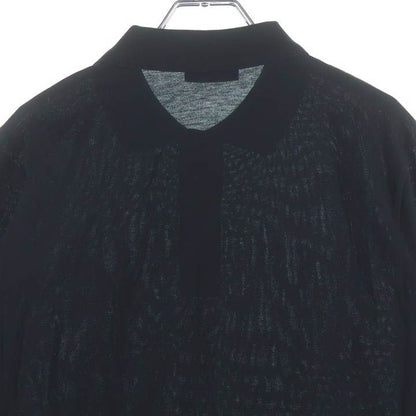 Prada Pique Long Sleeve Polo Shirt Black — view 4