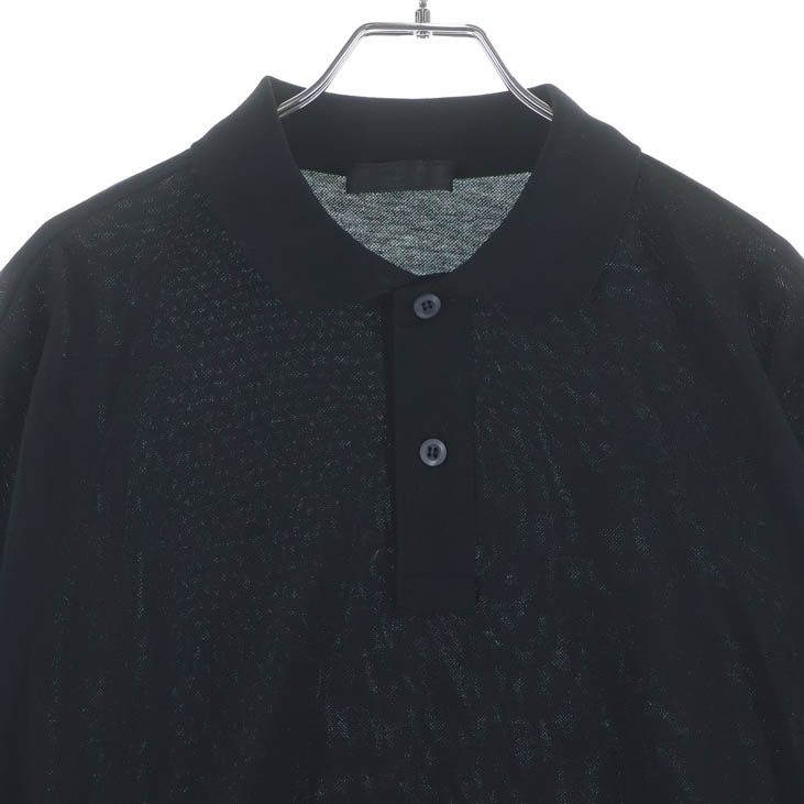 Prada Pique Long Sleeve Polo Shirt Black — view 3