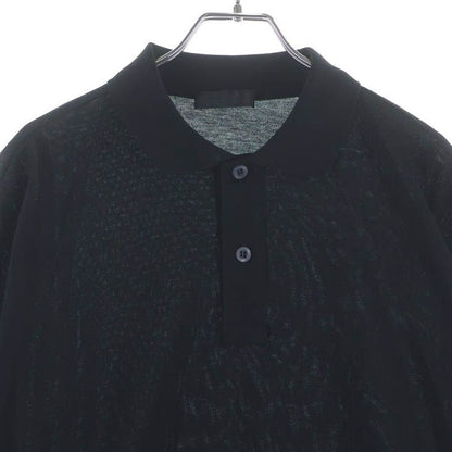 Prada Pique Long Sleeve Polo Shirt Black — view 3