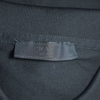 Prada Pique Long Sleeve Polo Shirt Black — view 6