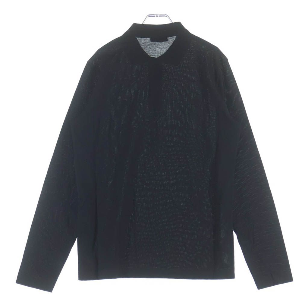 Prada Pique Long Sleeve Polo Shirt Black — view 2