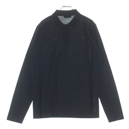 Prada Pique Long Sleeve Polo Shirt Black — view 2
