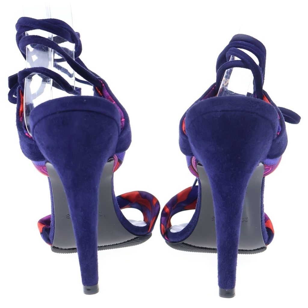 Hermes Lace Up Suede Sandals Purple — view 3