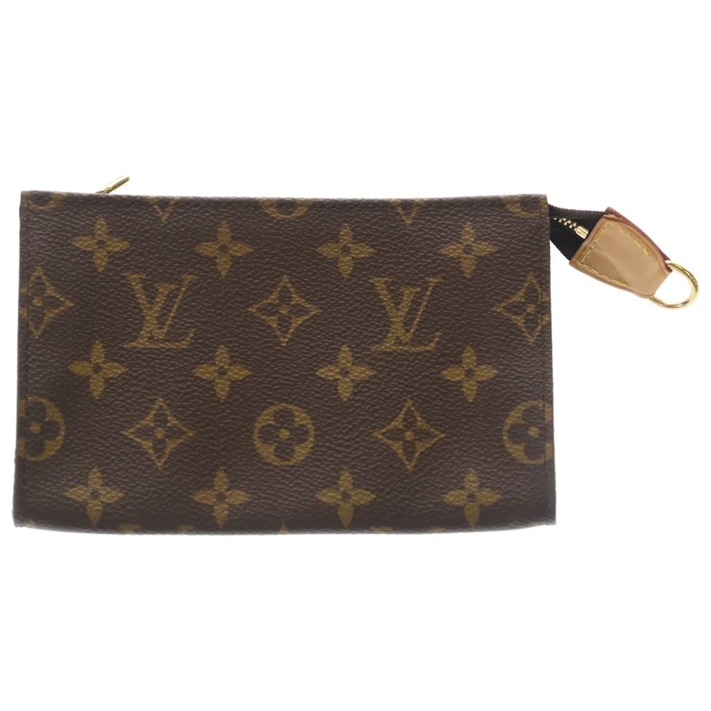 Louis Vuitton Monogram Bucket PM Tote Pouch Handbag Brown Gold Leather — view 6