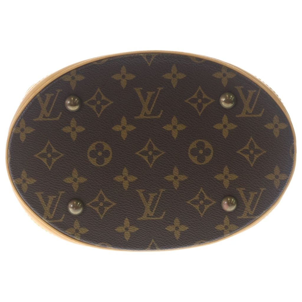 Louis Vuitton Monogram Bucket PM Tote Pouch Handbag Brown Gold Leather — view 5