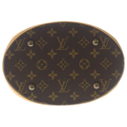 Louis Vuitton Monogram Bucket PM Tote Pouch Handbag Brown Gold Leather — view 5