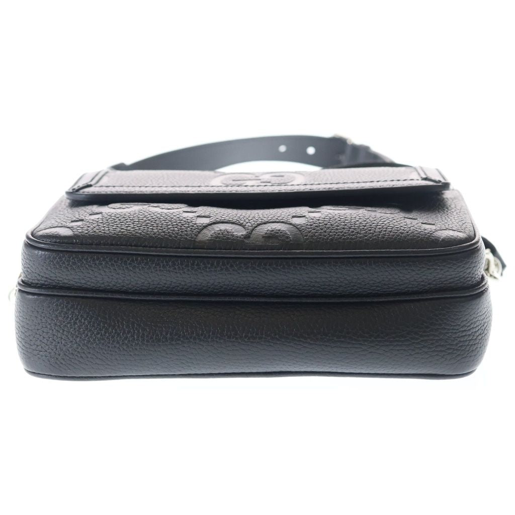 Gucci Jumbo GG Small Cross Belt Bag Leather Black — view 5