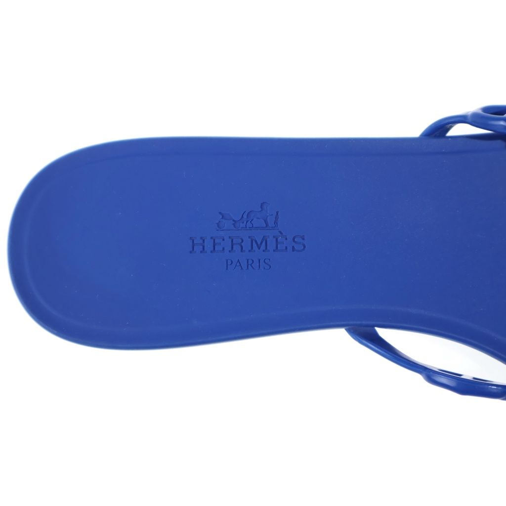 Hermes Rivage Chaine D'ancre Rubber Flat Sandals Blue — view 6