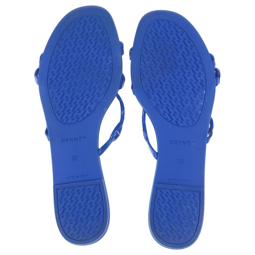 Hermes Rivage Chaine D'ancre Rubber Flat Sandals Blue — view 5
