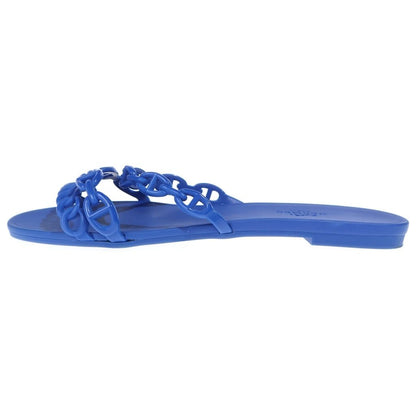 Hermes Rivage Chaine D'ancre Rubber Flat Sandals Blue