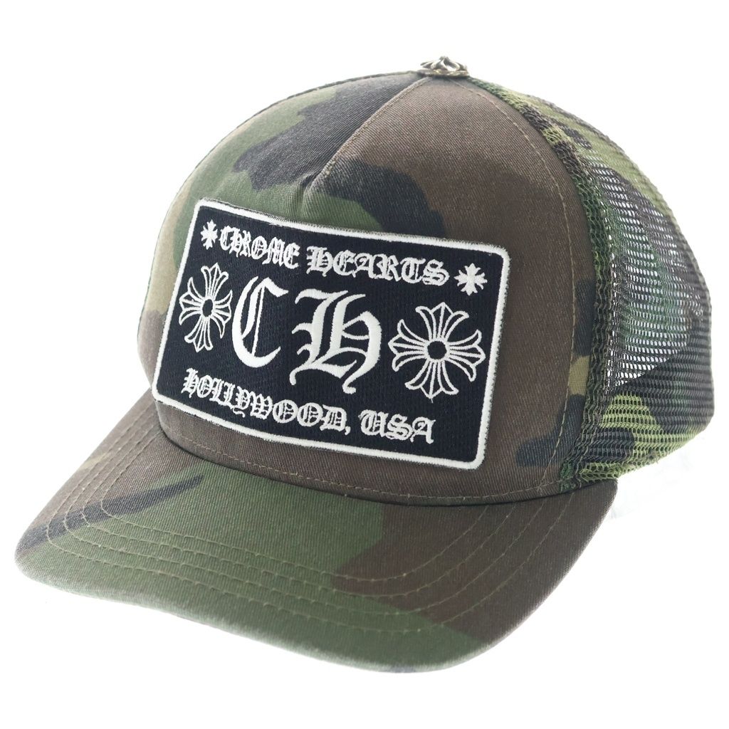 Chrome Hearts Trucker Cap CH Camouflage Mesh Hat with Patch Cross Ball