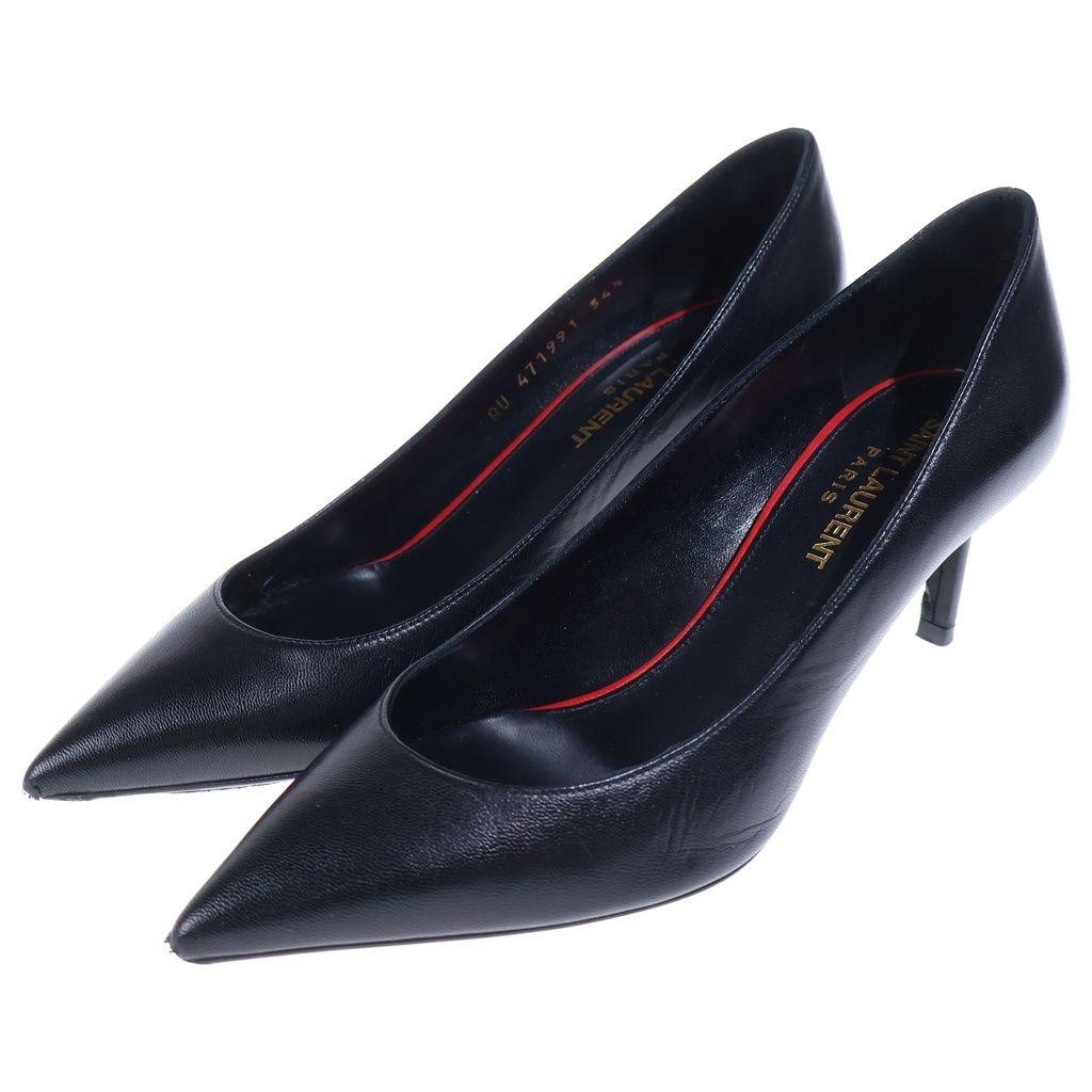 Saint Laurent Paris Pointed Toe High Heels Black — view 2
