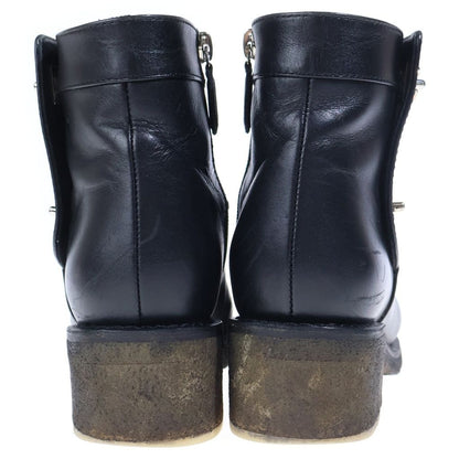 Chanel CC Logo Turnlock Leather Short Boots Black — view 3
