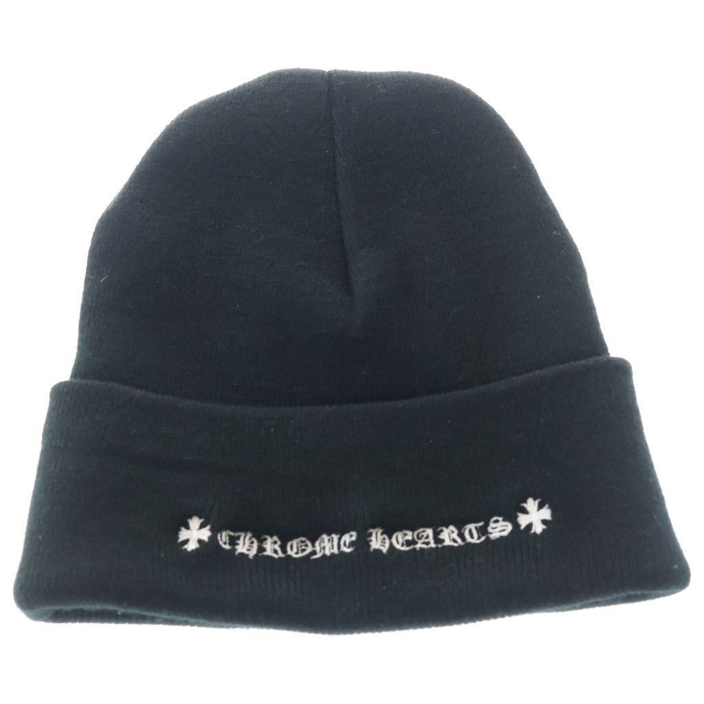 Chrome Hearts CH Logo Embroidery Beanie Knit Hat Black — view 2
