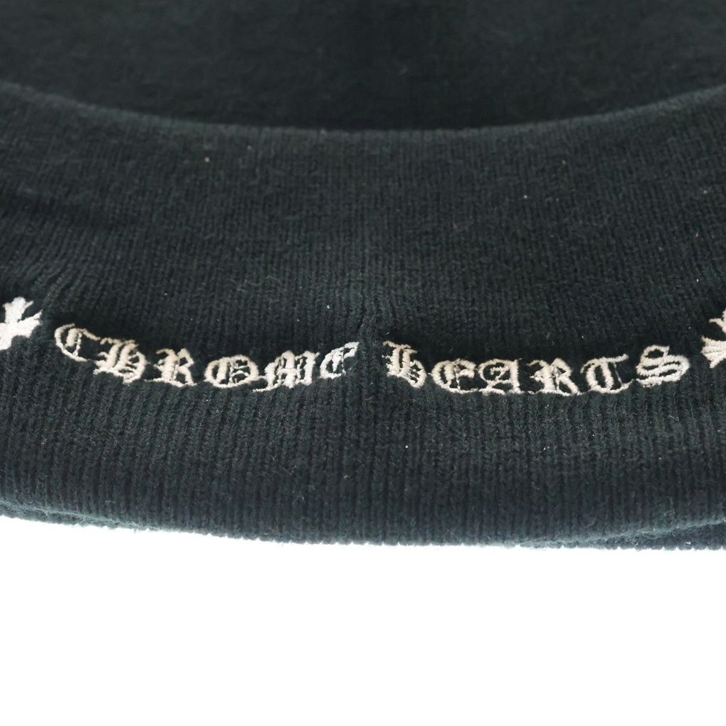 Chrome Hearts CH Logo Embroidery Beanie Knit Hat Black — view 6