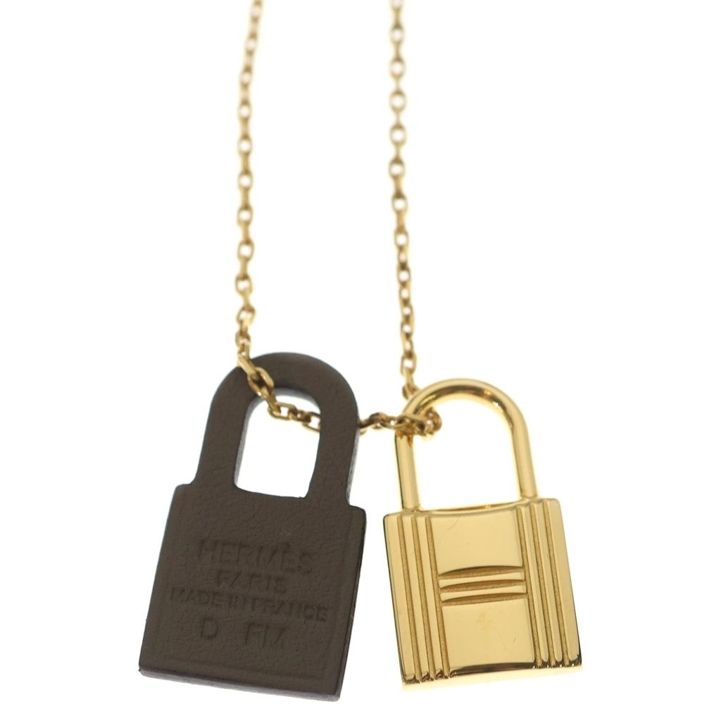 Hermes O'Kelly PM Necklace Pendant Chain Etoupe Swift Gold — view 3