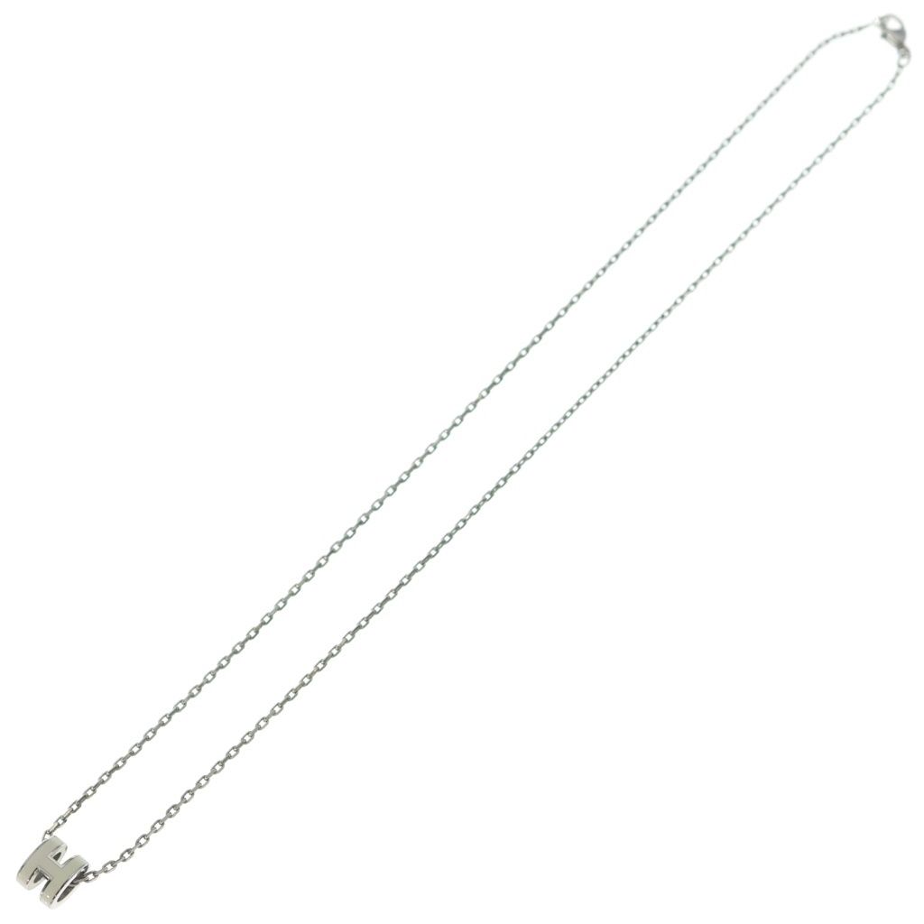 Hermes Pop Mini Necklace Pendant Chain Silver White — view 2