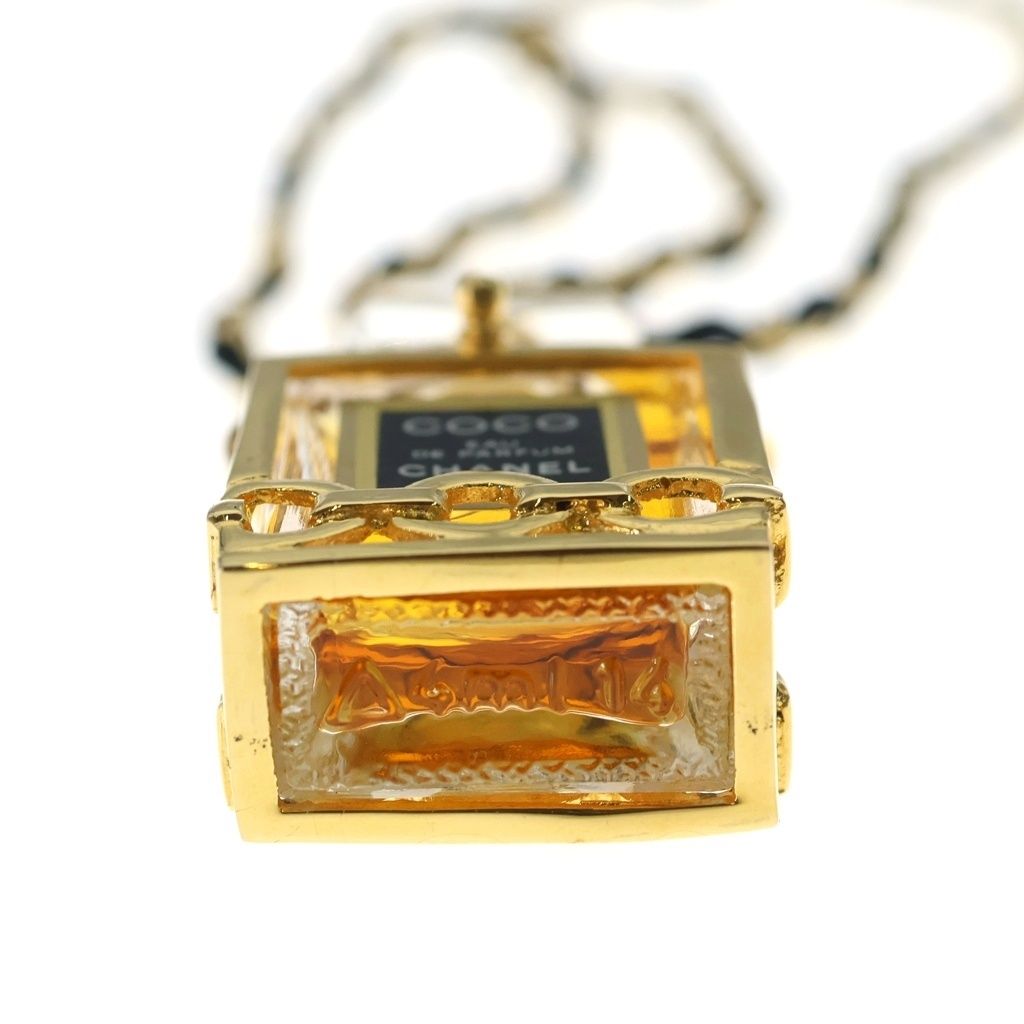 Chanel Perfume Bottle Chain Necklace Pendant Gold Black — view 5