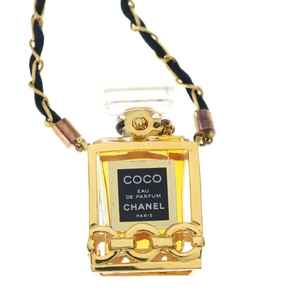 Chanel Perfume Bottle Chain Necklace Pendant Gold Black — view 3