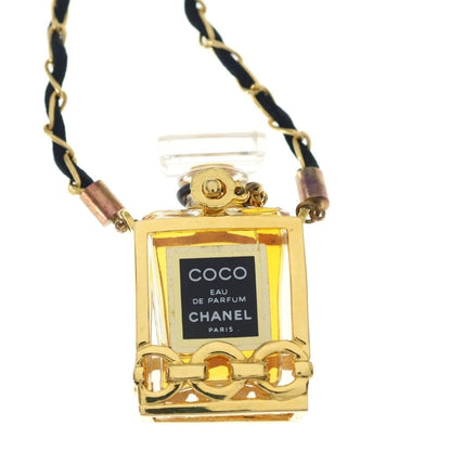 Chanel Perfume Bottle Chain Necklace Pendant Gold Black — view 3
