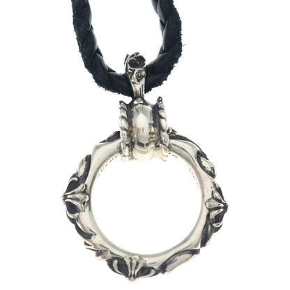 Chrome Hearts Ewlp Sbtband Sbt Band Leather Braid Necklace Black Silver — view 3