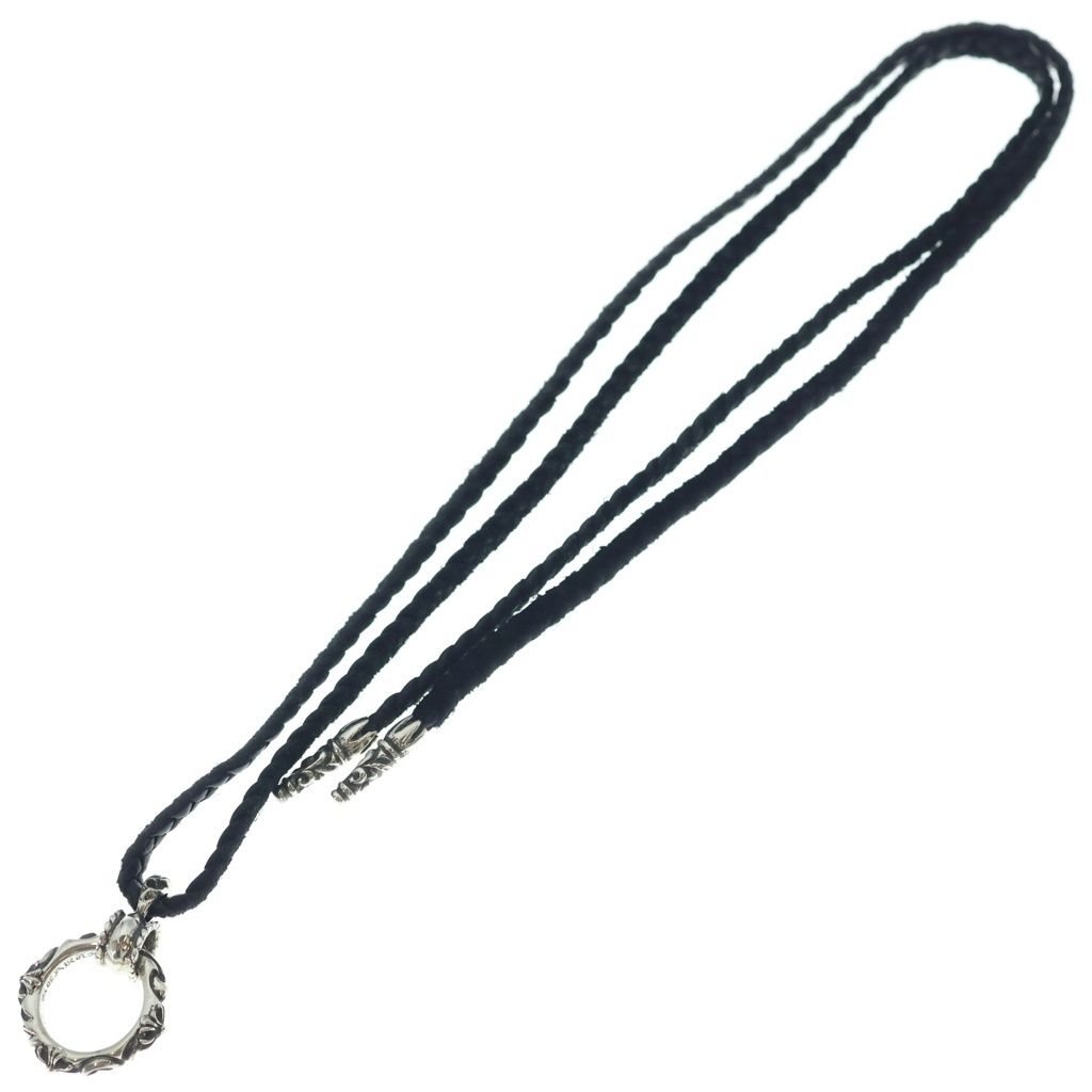 Chrome Hearts Ewlp Sbtband Sbt Band Leather Braid Necklace Black Silver — view 2