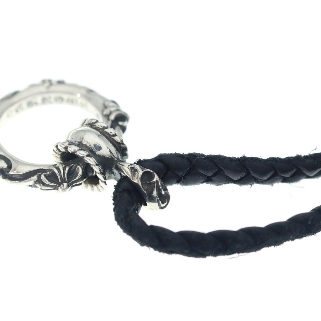 Chrome Hearts Ewlp Sbtband Sbt Band Leather Braid Necklace Black Silver — view 6