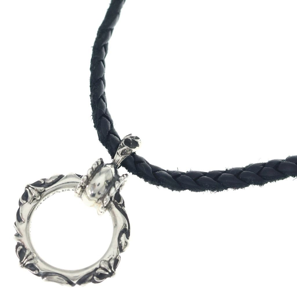 Chrome Hearts Ewlp Sbtband Sbt Band Leather Braid Necklace Black Silver