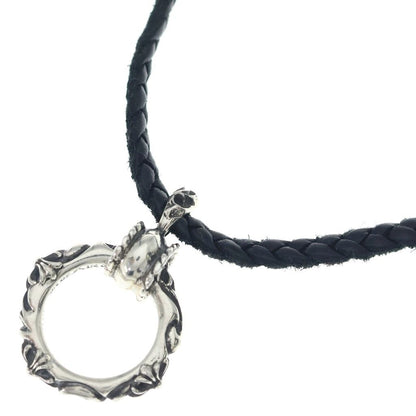 Chrome Hearts Ewlp Sbtband Sbt Band Leather Braid Necklace Black Silver