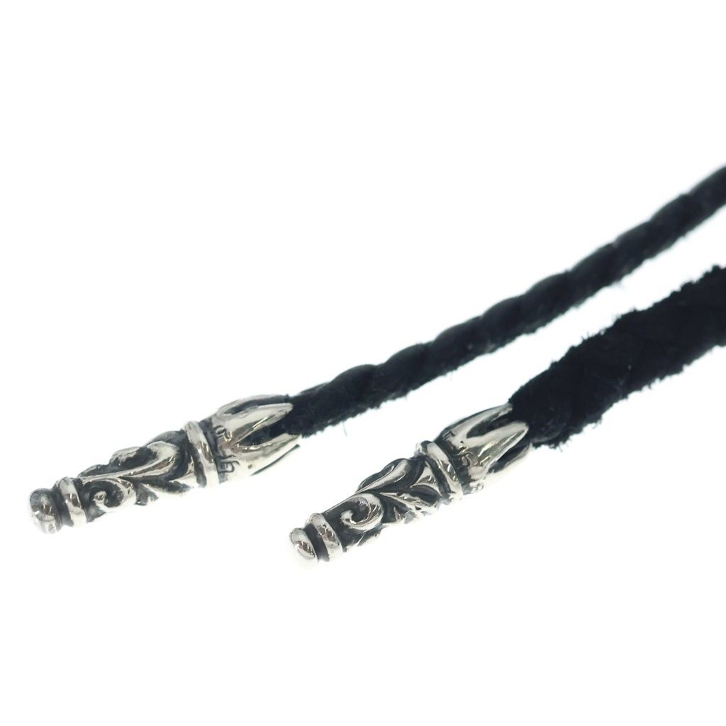 Chrome Hearts Ewlp Sbtband Sbt Band Leather Braid Necklace Black Silver — view 4