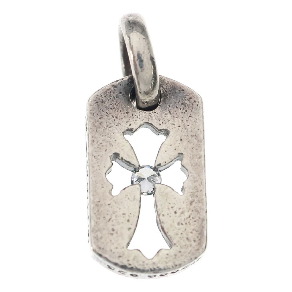 Chrome Hearts DT Tny CO Crs Tiny Cutout Cross Dog Tag 1 Diamond Charm Necklace — view 2